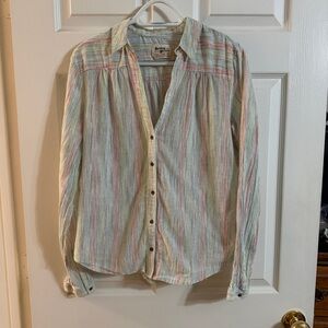 Holding Horses Anthropologie Pastel Stripe Gauze Button Down Shirt Size 12